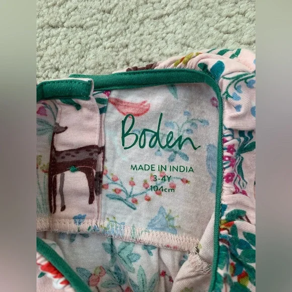 Mini Boden Size 3-4 Years Woodland Animal Print Long Sleeve Ruffle Top - Picture 3 of 7